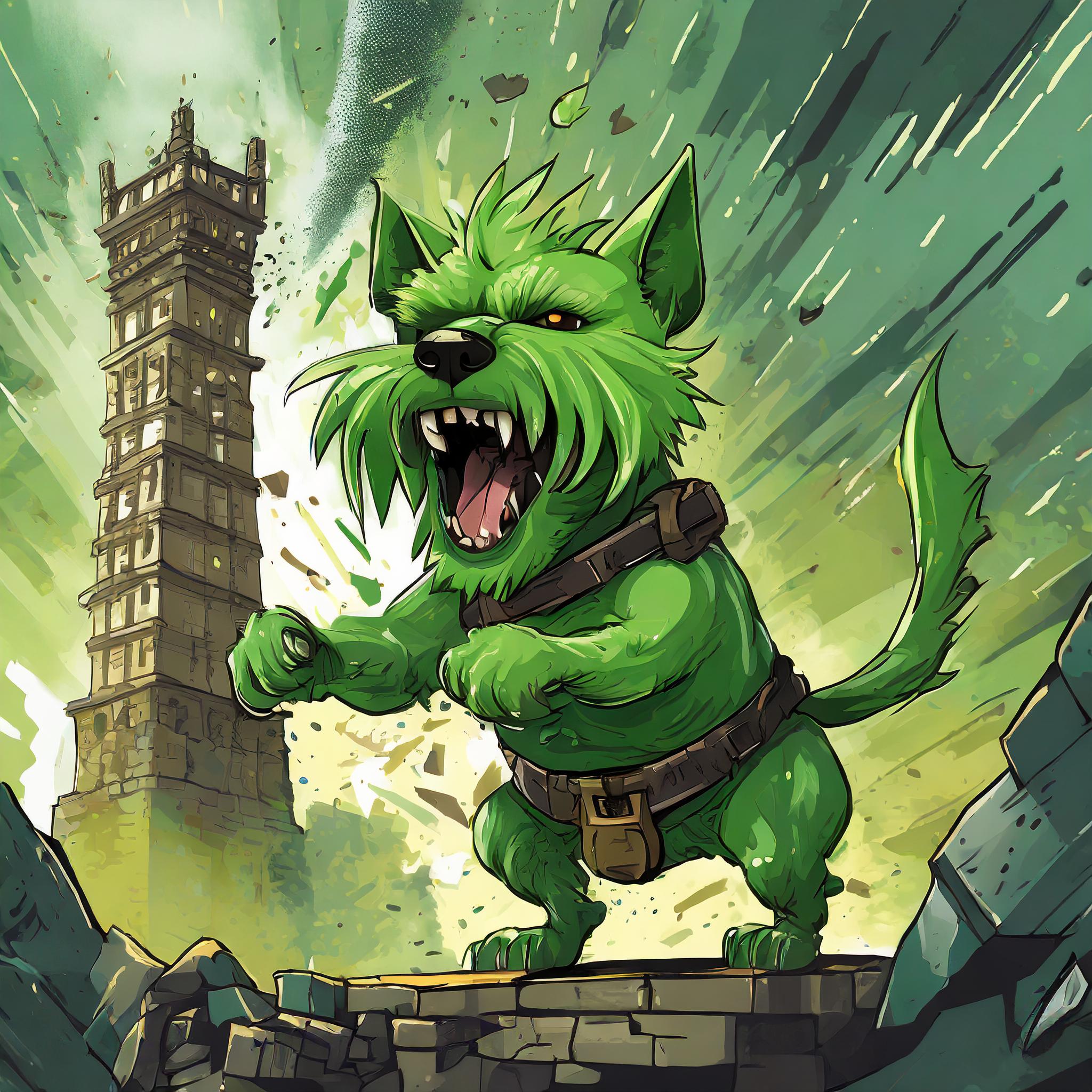 Firefly green hulk terrier smashing a tower 61534.jpg