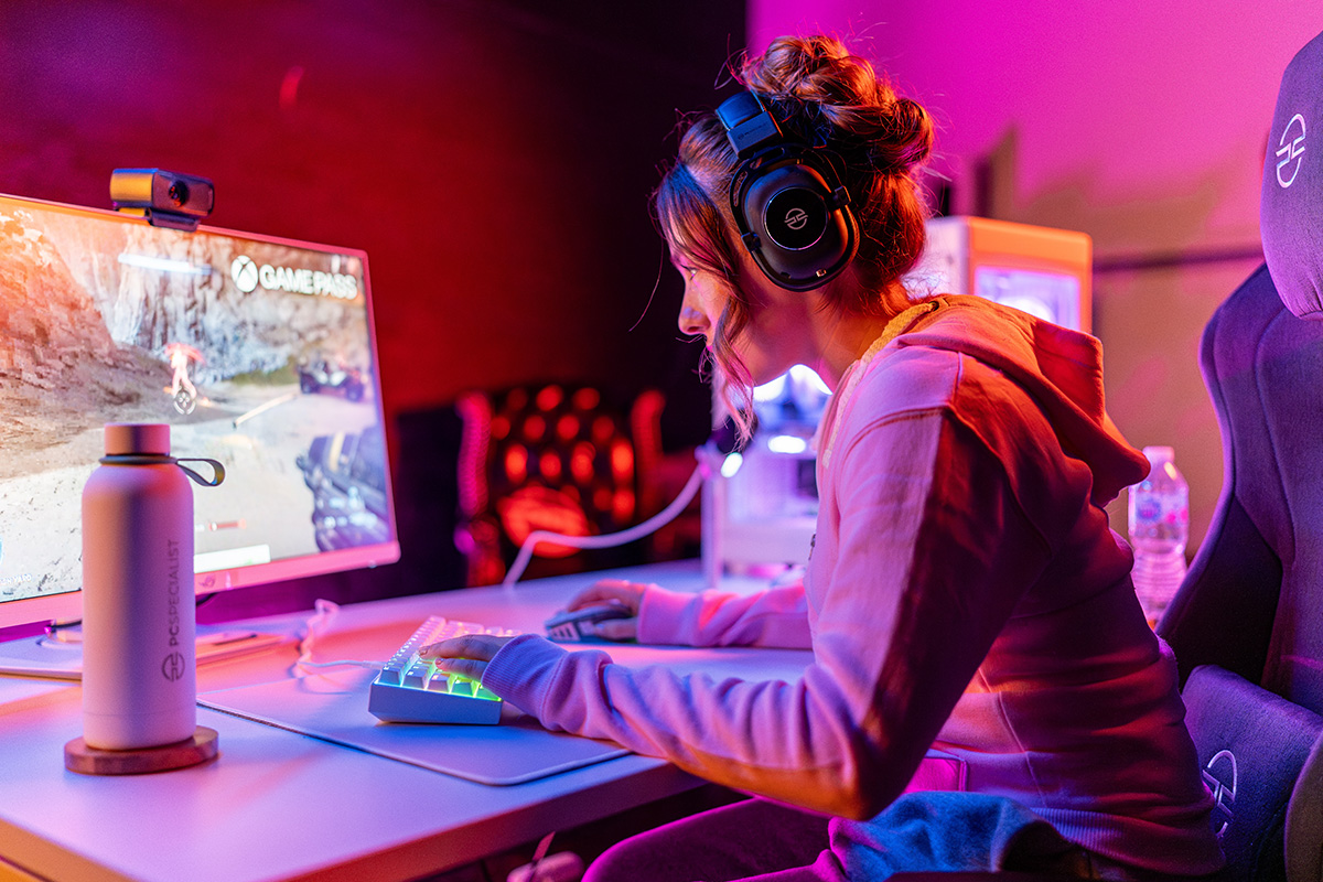A Gamer using a PCSpecialist PC to play games